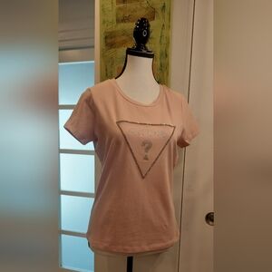 Guess Light Pink Embellished Tee